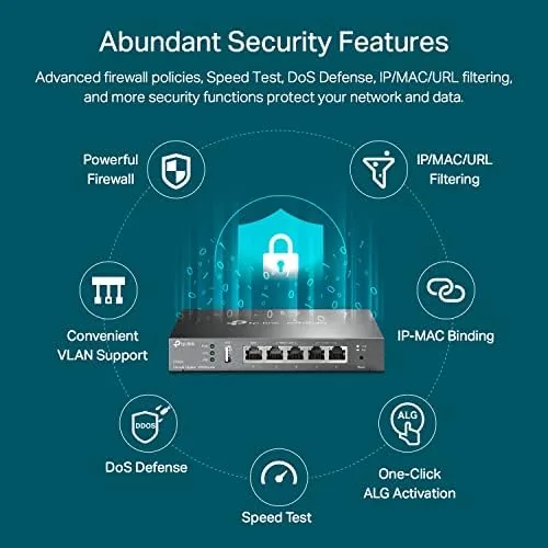 Another view of the TP-Link ER605 V2, Wired Gigabit VPN Router | Up to