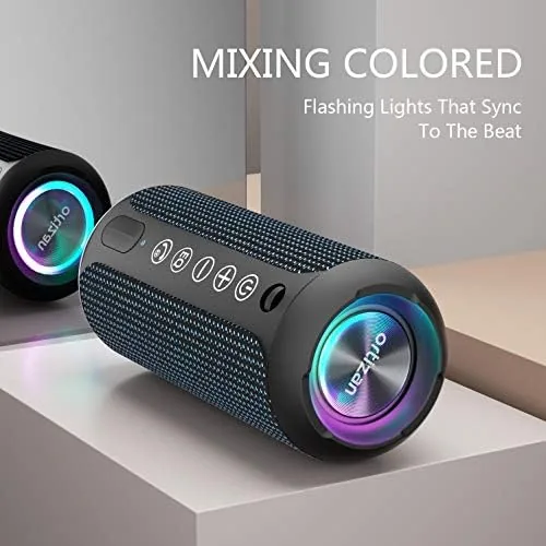 Close up of the control buttons and the light ring on the speaker end cap