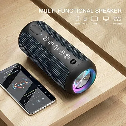 The Ortizan RGB speaker next to a plain speaker with the lights off