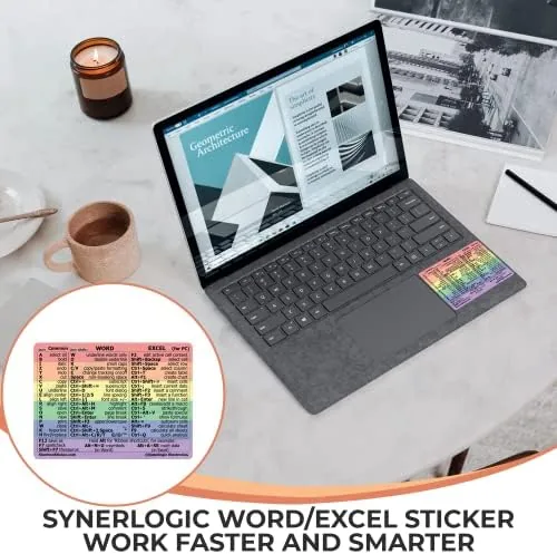 Close look at the Synerlogic Word/Excel Windows Shortcut Sticker | Reference Guide Keyboard Shortcuts build quality