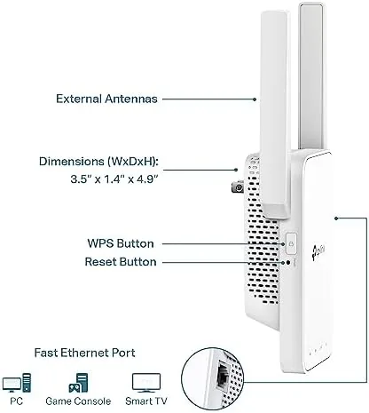 Another view of the TP-Link AC1200 WiFi Extender - 1.2Gbps Home Signal Booster, Dual