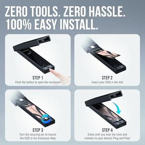 The SABRENT Tool-Free NVMe & SATA M.2 SSD Enclosure, USB 3.2 in real use