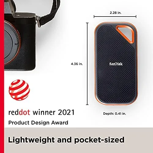 Detail shot of the SANDISK 4TB Extreme PRO Portable SSD - Up to 2000MB/s features