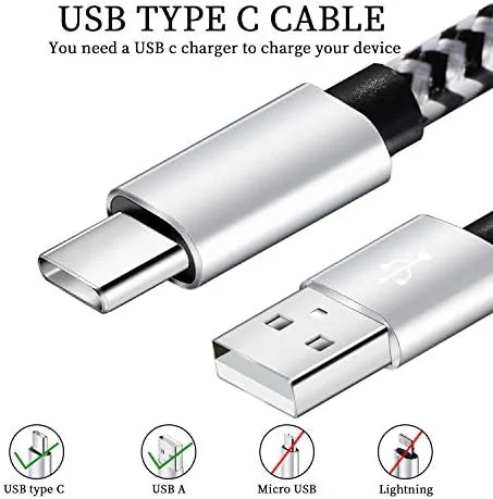 Close up of the braided jacket and reinforced USB C connector
