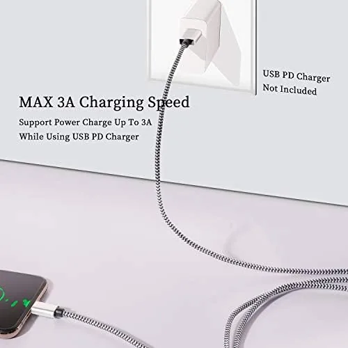 A Samsung Galaxy phone charging on the braided USB C cable