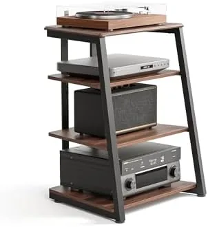 FITUEYES 4-Tier AV Media Stand Corner Shelf for Record Player Wooden Stereo Cabinet Audio Review: Tested and Rated