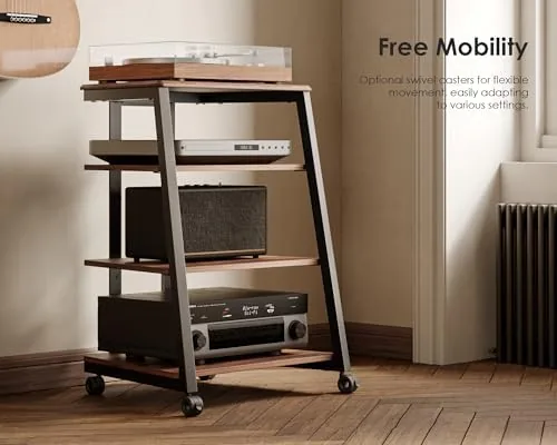 The FITUEYES 4-Tier AV Media Stand Corner Shelf for Record Player compared in context