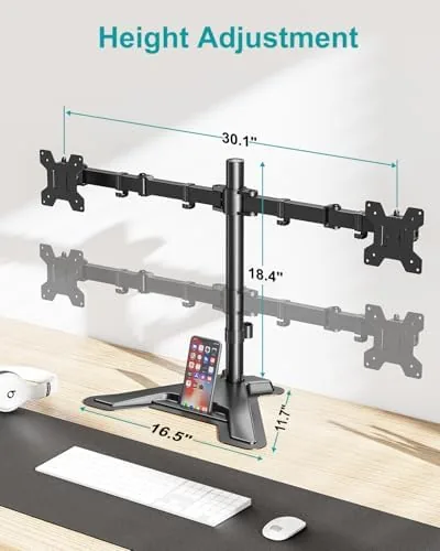 Close look at the MOUNT PRO Dual Monitor Stand, Free-Standing Full Motion Monitor Desk build quality