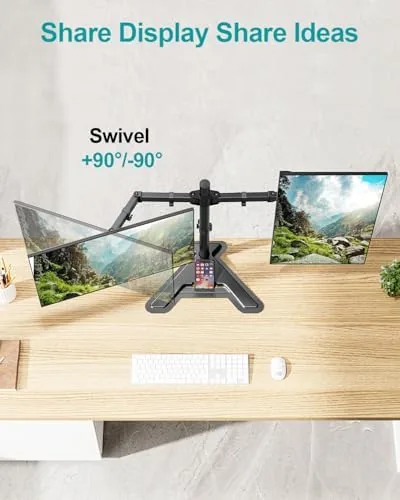Another view of the MOUNT PRO Dual Monitor Stand, Free-Standing Full Motion Monitor Desk