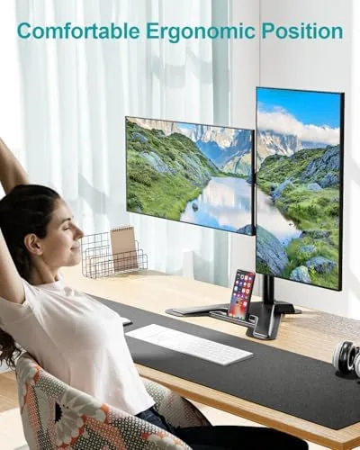 The MOUNT PRO Dual Monitor Stand, Free-Standing Full Motion Monitor Desk compared in context