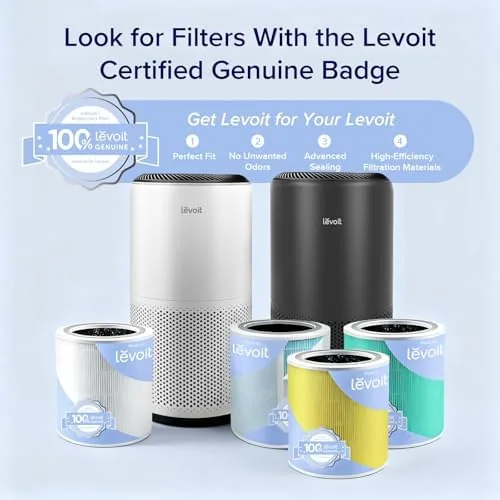 Genuine Levoit filter next to a third-party filter for comparison