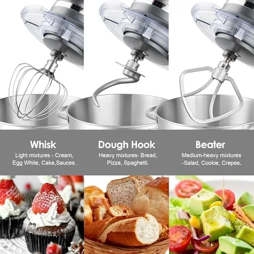 The Aucma mixer kneading bread dough with the dough hook