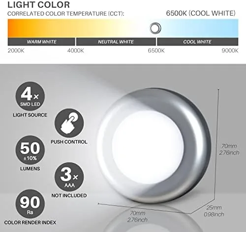 The STAR-SPANGLED 5 Pack 2.8" Push Tap Lights, Stick on Touch in real use