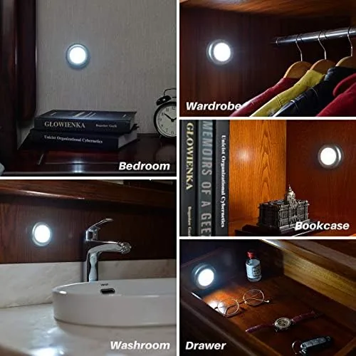 Another view of the STAR-SPANGLED 5 Pack 2.8" Push Tap Lights, Stick on Touch