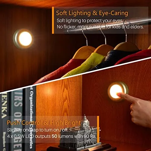 Close look at the STAR-SPANGLED 2.8" LED Stick on Push Tap Light Battery, 5 build quality