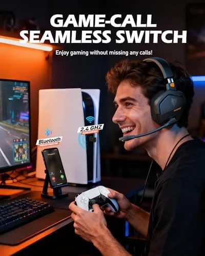 The NUBWO headset controls on the ear cup with volume dial and mic