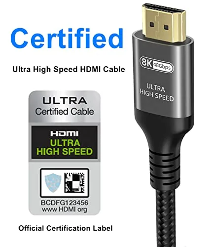Close up of the gold plated HDMI connector and cable jacket