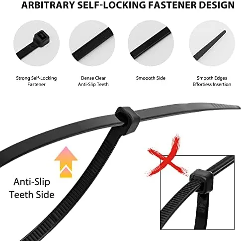 Zip ties managing cables behind a desk setup