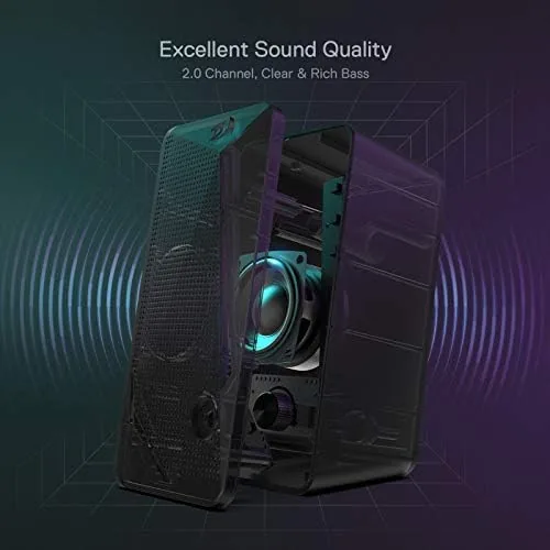 The Redragon GS510 RGB Wired Desktop Speakers, 2.0 Channel Stereo Sound in real use