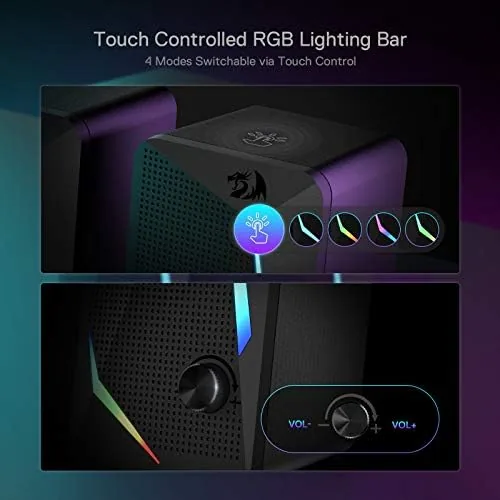 The Redragon GS510 RGB Wired Desktop Speakers, 2.0 Channel Stereo Sound compared in context
