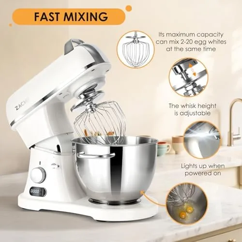 A full baking day setup with the ZACME mixer and trays of finished dough
