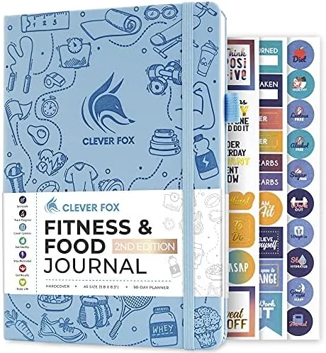 Overview of the Clever Fox Fitness & Food Journal, Workout Planner, 5.8"x8.3" Light