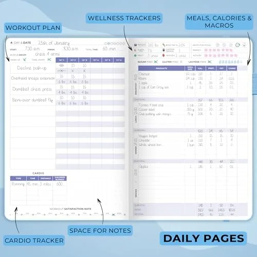 Another view of the Clever Fox Fitness & Food Journal, Workout Planner, 5.8"x8.3" Light