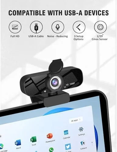 The Tewiky Full HD Webcam with Built-in Microphone and Rotatable Tripod compared in context