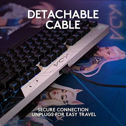 The G PRO K/DA keyboard packed in a travel bag with the detachable cable