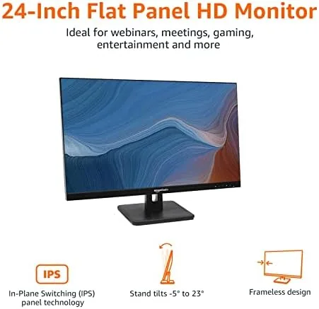 Close look at the Amazon Basics 24-inch Full HD IPS Monitor, 75 Hz, 1080P build quality