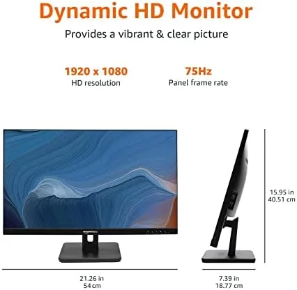 Another view of the Amazon Basics 24-inch Full HD IPS Monitor, 75 Hz, 1080P