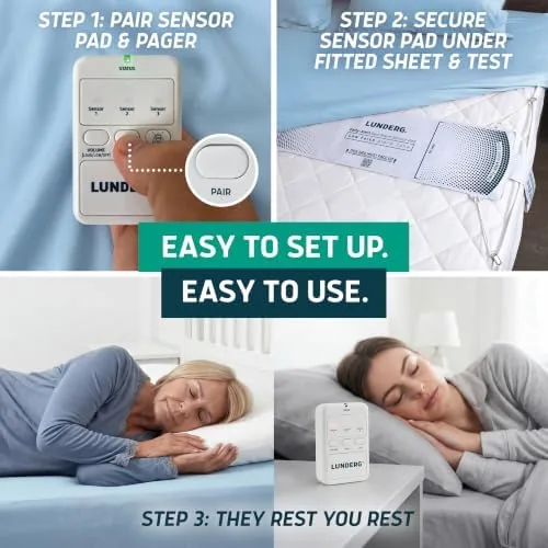 Another view of the Lunderg Wireless Early Alert Bed Alarm System for Elderly &