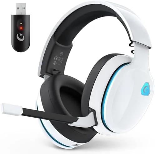 The headset on a desk beside a Nintendo Switch in docked mode