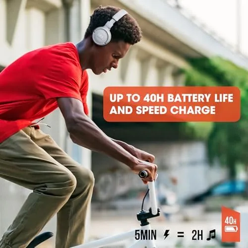 The JBL Tune 510BT next to a premium over ear headphone for comparison