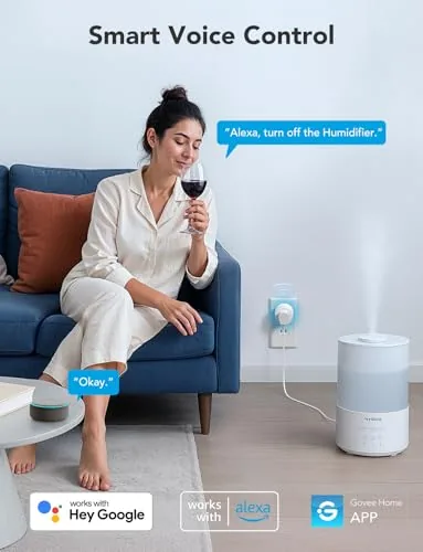 Close up of the Govee Smart Plug button and body in a wall outlet