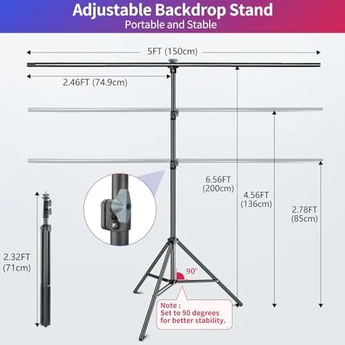 Close look at the Green Screen Backdrop Stand Kit, 5x6.5FT Portable Greenscreen | Adjustable build quality