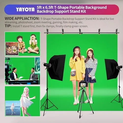 Another view of the Green Screen Backdrop Stand Kit, 5x6.5FT Portable Greenscreen | Adjustable