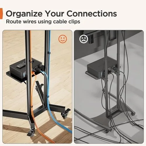 The Perlegear Rolling TV Stand, Mobile TV Stand on Wheels for in real use