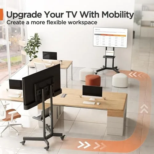 Another view of the Perlegear Rolling TV Stand, Mobile TV Stand on Wheels for