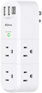 Overview of the Outlet Extender with Rotating Plug, Surge Protector 6 AC Multi