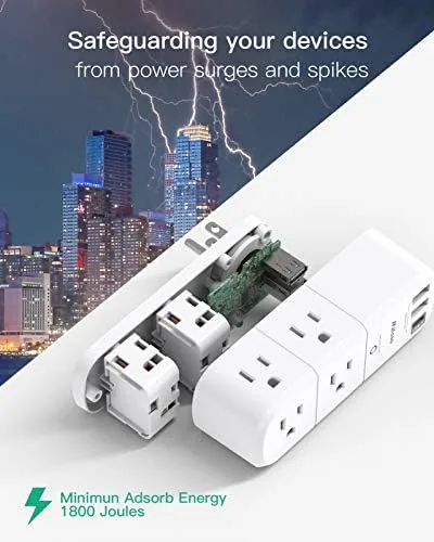 The Outlet Extender with Rotating Plug, Surge Protector 6 AC Multi in real use