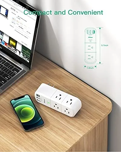 The Outlet Extender with Rotating Plug, Surge Protector 6 AC Multi compared in context