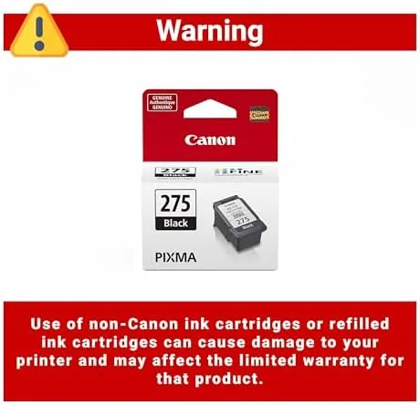 Freshly printed document pages next to the PG-275 cartridge