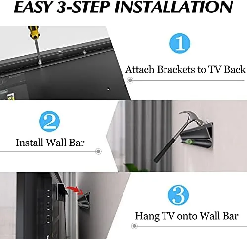 A 43 inch television mounted on the No Stud bracket against a wall