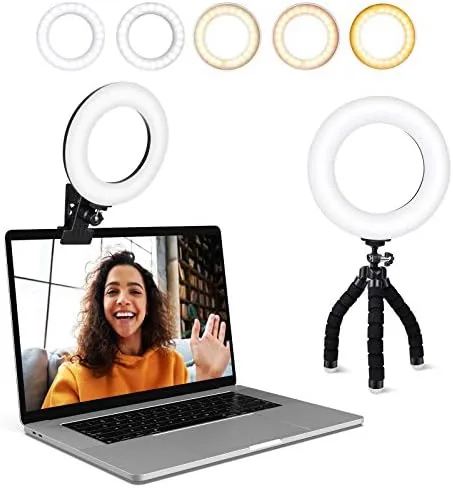Video Conference Lighting Kit, Ring Light Clip on Laptop Monitor with 5 Dimmable Color Review: Tested and Rated