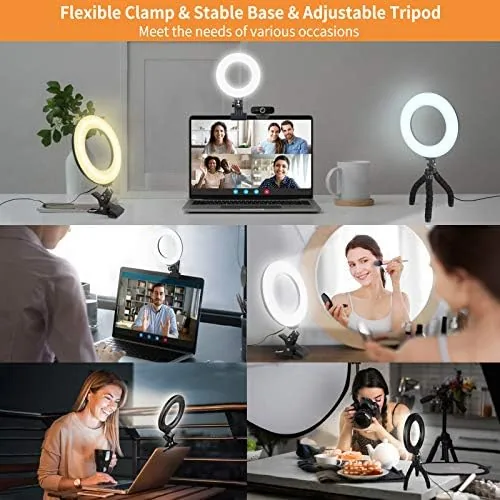 The Video Conference Lighting Kit, Ring Light Clip on Laptop Monitor in real use