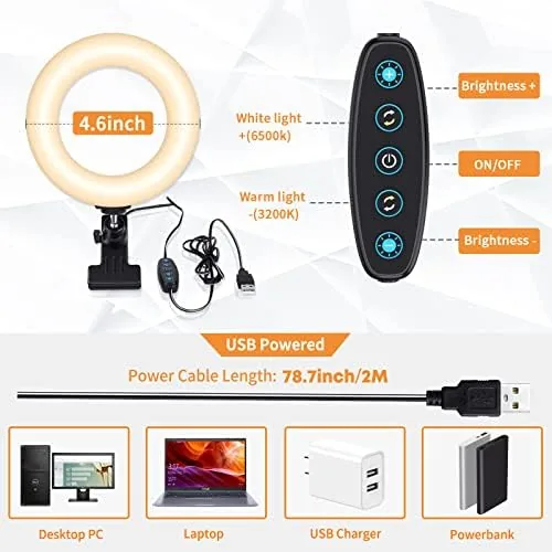 The Video Conference Lighting Kit, Ring Light Clip on Laptop Monitor compared in context