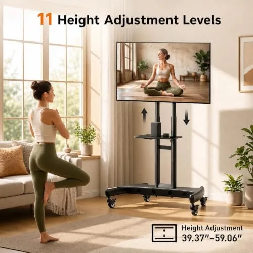 Height adjustment mechanism on the Perlegear rolling TV stand column