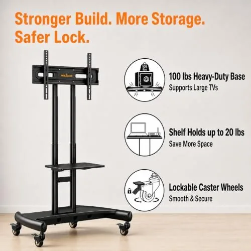 Perlegear cart being rolled across a room with a 65 inch television