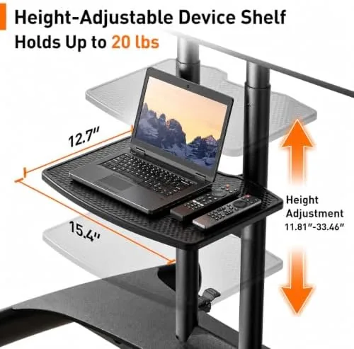Perlegear rolling cart next to a wall mounted television for comparison